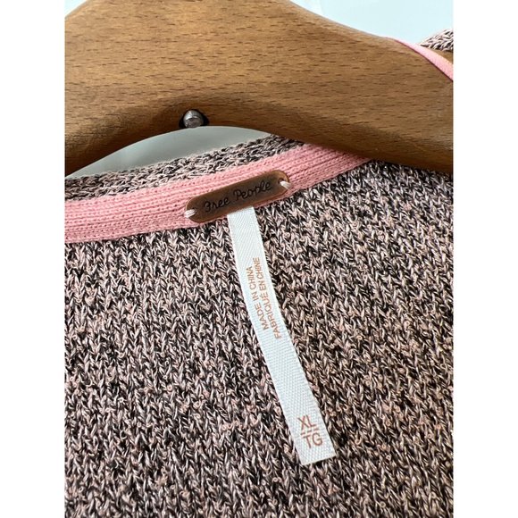 Free People Going for Gold Faux Wrap Sweater Women XL Pink Cozy Knit Fall Staple - Picture 4 of 10